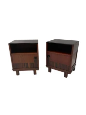 Art Deco Nightstands by Max Coini, Solid Walnut, Dutch Design, 1920s